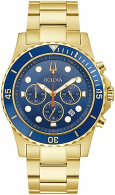 Bulova Men's Classic Quartz Dress Watch with Stainless Steel Strap, Gold-Tone, 22 (Model: 98B377)